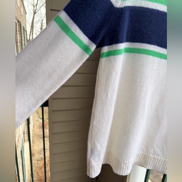 🆕 Alashan 💯 Cashmere Pickleball Sweater White Striped Sport Knit Luxury Size M - Picture 9 of 13